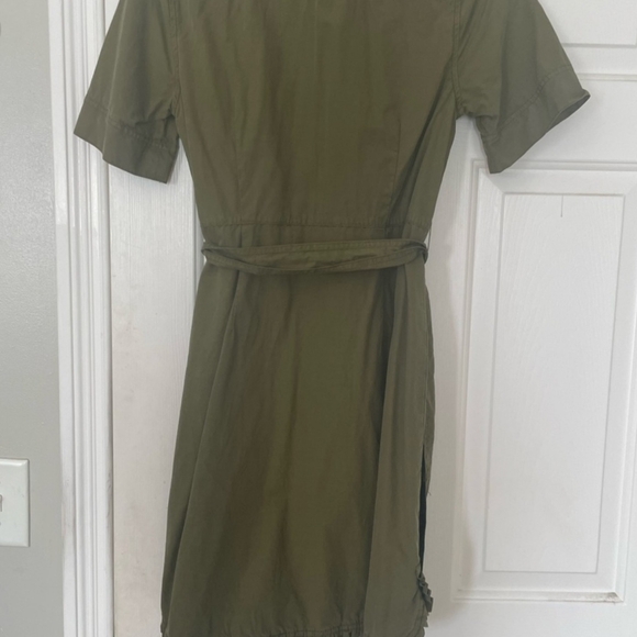 J. CREW Utility Shirt Ruffle Belted Dress - Khaki - Picture 6 of 8